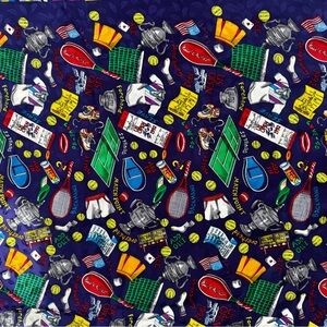 Vintage Nicole Miller Silk Scarf 42" US Open Tennis Collectible 1992 Rare